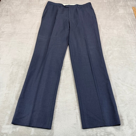 Santorelli Other - Santorelli Romeo Mens 35x34 Luxury Serge Blue Virgin Wool Flat Front Dress Pants